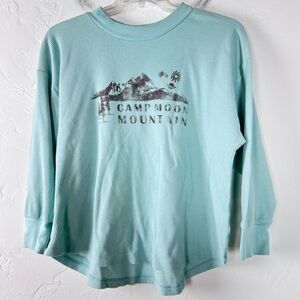Kohls Sonoma Knit Top Shirt Henley Pullover Waffle Blue Camp Moon Mountain Light